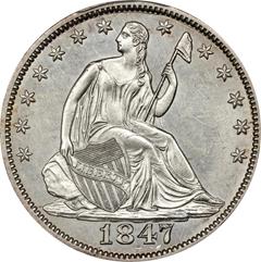 Picture of 1847/6 LIBERTY SEATED 50C, NO MOTTO MS62 