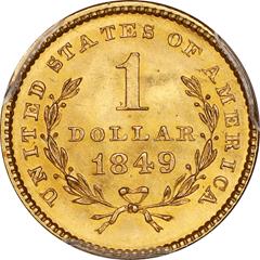 Picture of 1849 GOLD G$1, NO L MS66+ 