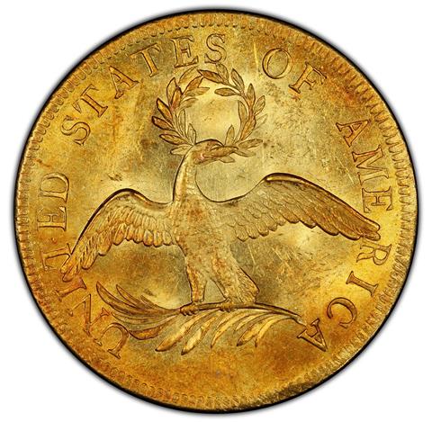 Picture of 1795 DRAPED BUST $10, 13 LEAVES, SMALL EAGLE MS64+ 