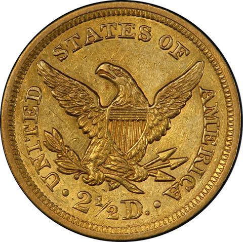 Picture of 1842 LIBERTY HEAD $2.5 AU55 