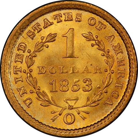 Picture of 1853-O GOLD G$1, TYPE 1 MS66 