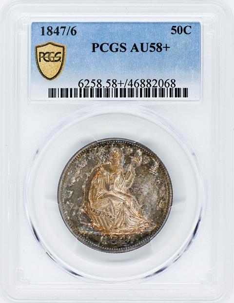 Picture of 1847/6 LIBERTY SEATED 50C AU58+ 