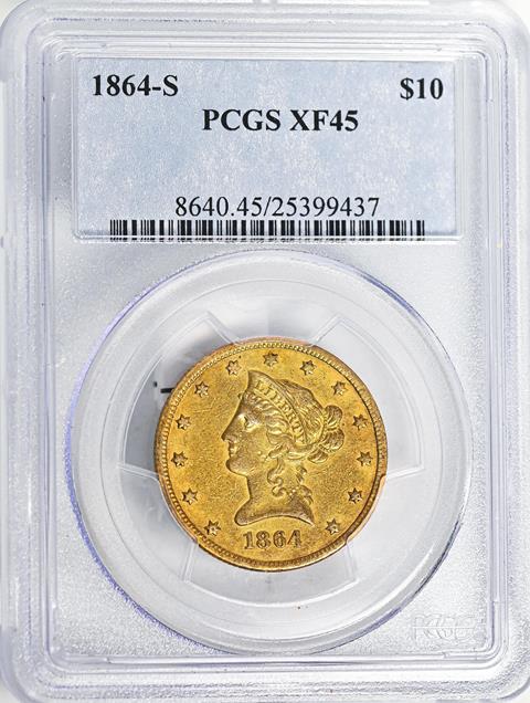 Picture of 1864-S LIBERTY HEAD $10 XF45 