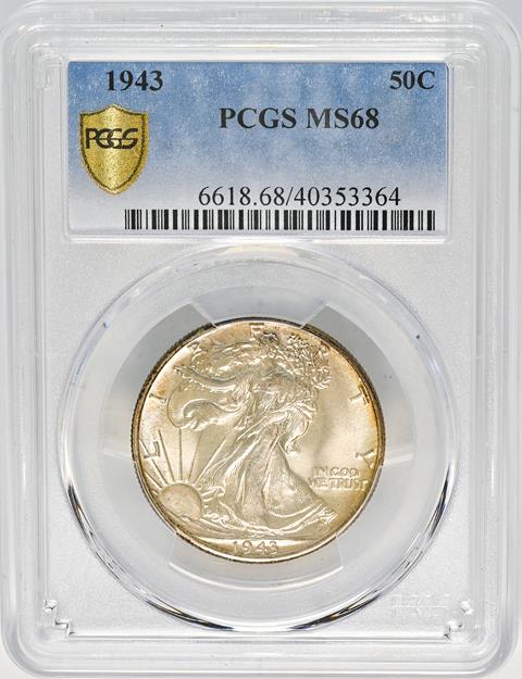 Picture of 1943 WALKING LIBERTY 50C MS68 