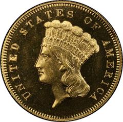 Picture of 1873 INDIAN PRINCESS $3, CLOSED 3 PR65 Cameo