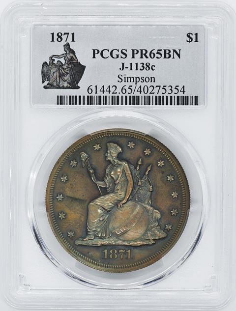 Picture of 1871 S$1 J-1138C PR65 Brown