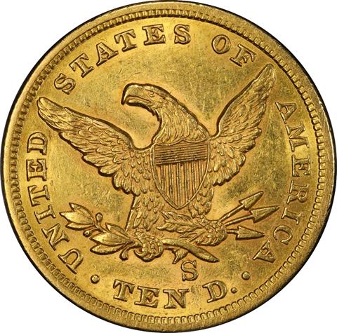 Picture of 1859-S LIBERTY HEAD $10 AU55 