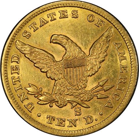 Picture of 1859-S LIBERTY HEAD $10 AU55 