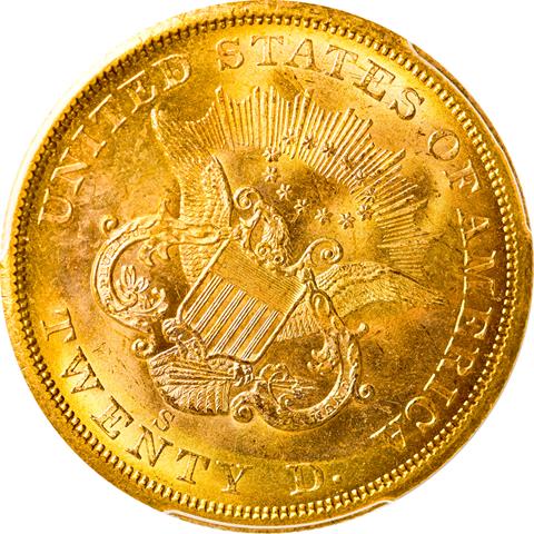 Picture of 1857-S LIBERTY HEAD $20 MS65+ 