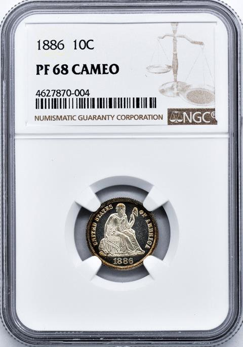 Picture of 1886 LIBERTY SEATED 10C PR68 Cameo