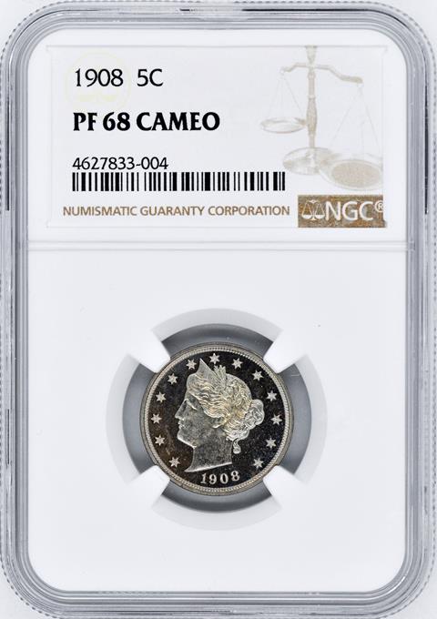 Picture of 1908 LIBERTY 5C PR68 Cameo