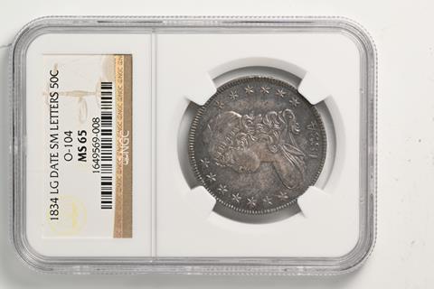 Picture of 1834 CAPPED BUST 50C, LARGE DATE, SMALL LETTERS MS65 