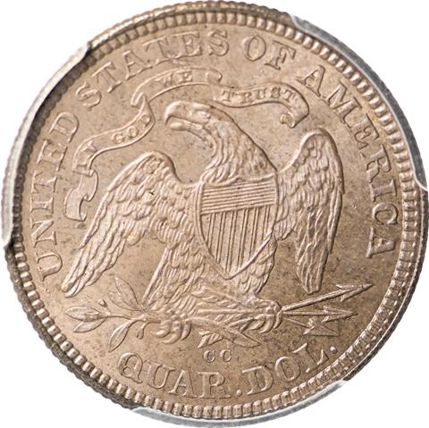 Picture of 1875-CC LIBERTY SEATED 25C, MOTTO MS64+ 