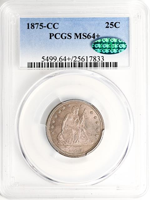 Picture of 1875-CC LIBERTY SEATED 25C, MOTTO MS64+ 