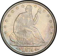 Picture of 1874 LIBERTY SEATED 50C, ARROWS MS66 