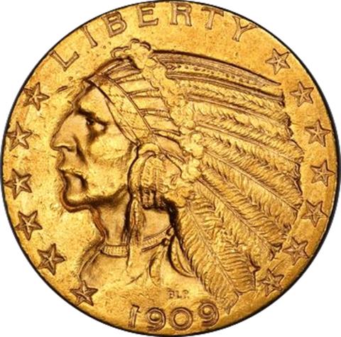 Picture of 1909-O INDIAN HEAD $5 MS62 