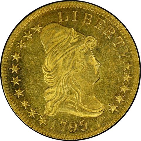 Picture of 1795 DRAPED BUST $10, 13 LEAVES, SMALL EAGLE MS61 