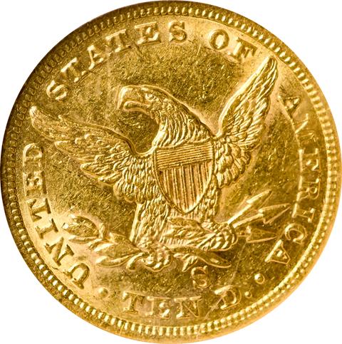 Picture of 1861-S LIBERTY HEAD $10 AU58 