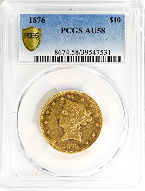 Picture of 1876 LIBERTY HEAD $10 AU58 