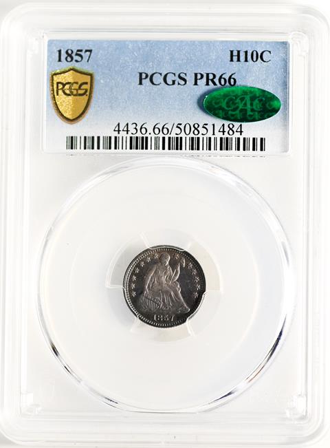 Picture of 1857 LIBERTY SEATED H10C PR66 