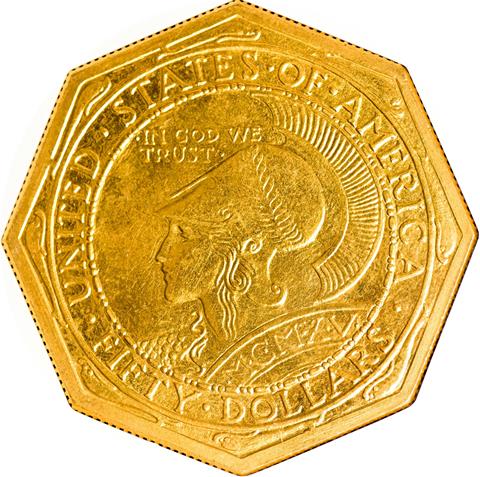 Picture of 1915-S GOLD $50, PAN-PAC OCTAGONAL MS64 