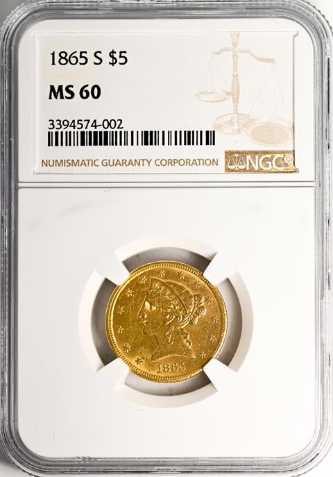 Picture of 1865-S LIBERTY $5 MS60 