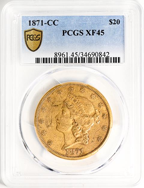 Picture of 1871-CC LIBERTY HEAD $20 XF45 