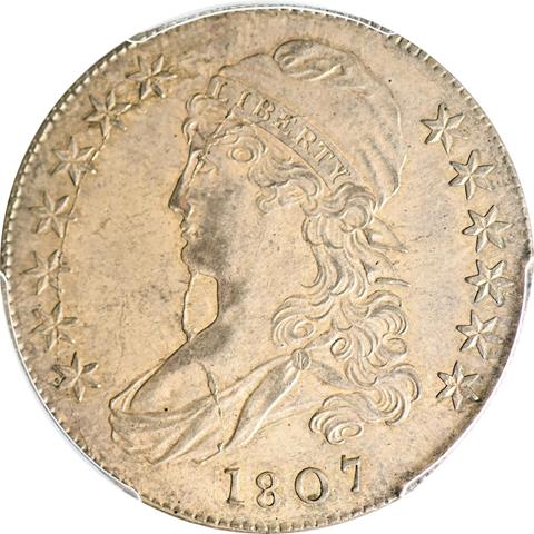 Picture of 1807 CAPPED BUST 50C, BEARDED GODDESS AU53 