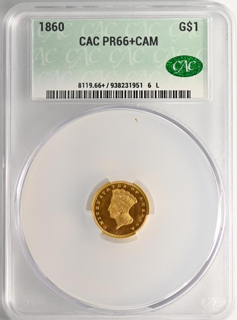 Picture of 1860 GOLD G$1, TYPE 3 PR66+ Cameo