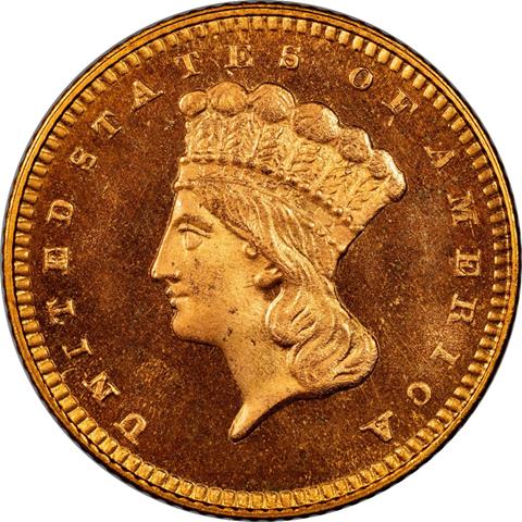 Picture of 1860 GOLD G$1, TYPE 3 PR66+ Cameo