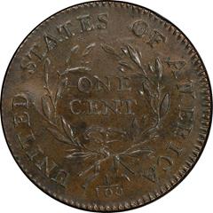 Picture of 1794 LIBERTY CAP 1C, HEAD OF 1793, DENT. BORDER MS62 Brown