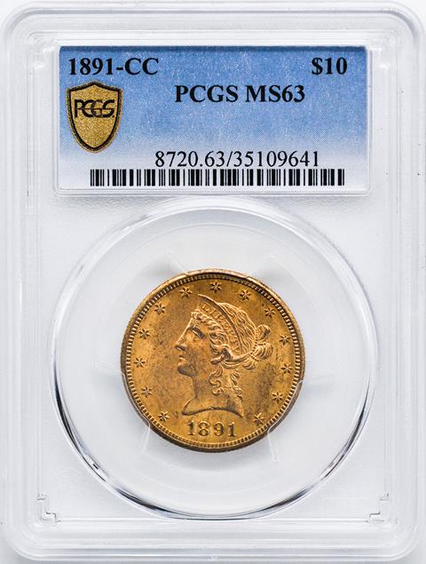 Picture of 1891-CC LIBERTY HEAD $10 MS63 