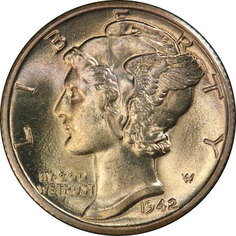 Picture of 1942/1-D MERCURY 10C MS65+ Full Bands