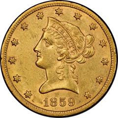 Picture of 1859-S LIBERTY HEAD $10 AU55 