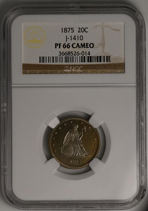 Picture of 1875 20C J-1410 PR66 Cameo