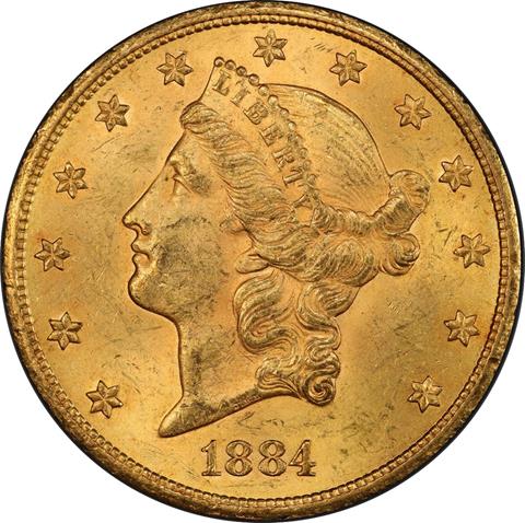 Picture of 1884-CC LIBERTY HEAD $20 MS63 