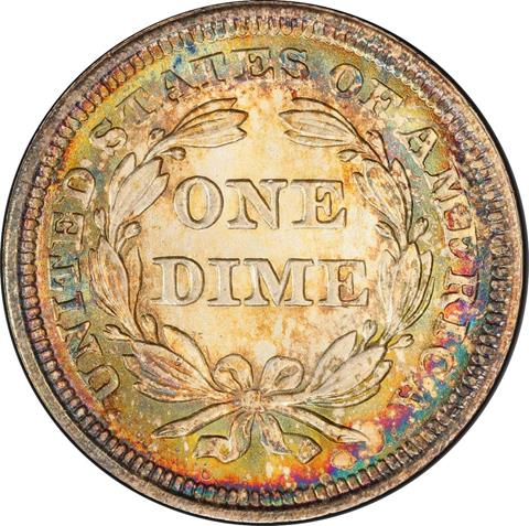 Picture of 1854 LIBERTY SEATED 10C, ARROWS MS67 