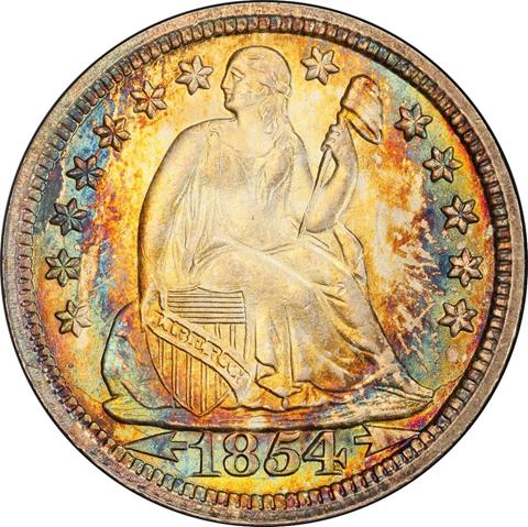 Picture of 1854 LIBERTY SEATED 10C, ARROWS MS67 