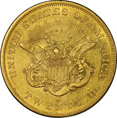 Picture of 1861-O LIBERTY HEAD $20 AU55 