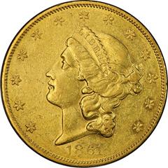 Picture of 1861-O LIBERTY HEAD $20 AU55 