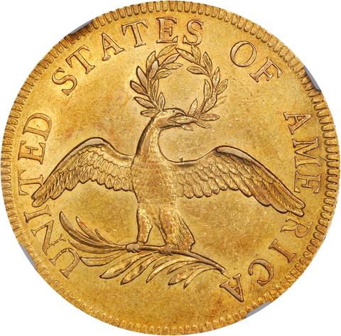 Picture of 1795 DRAPED BUST $10, 13 LEAVES, SMALL EAGLE MS55 