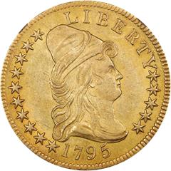 Picture of 1795 DRAPED BUST $10, 13 LEAVES, SMALL EAGLE MS55 