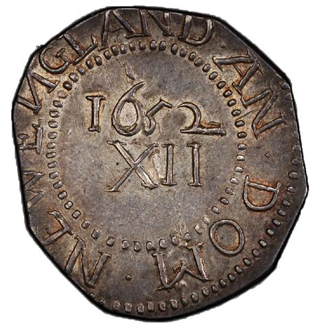 Picture of 1652 PINE TREE SHILLING, LG PL, NO PEL MS64 