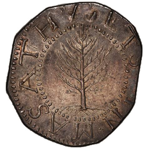 Picture of 1652 PINE TREE SHILLING, LG PL, NO PEL MS64 