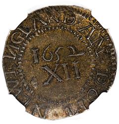 Picture of 1652 PINE TREE SHILLING, N REVERSED, LGE PLANCHET MS64 