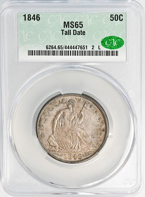 Picture of 1846 LIBERTY SEATED 50C, TALL DATE MS65 