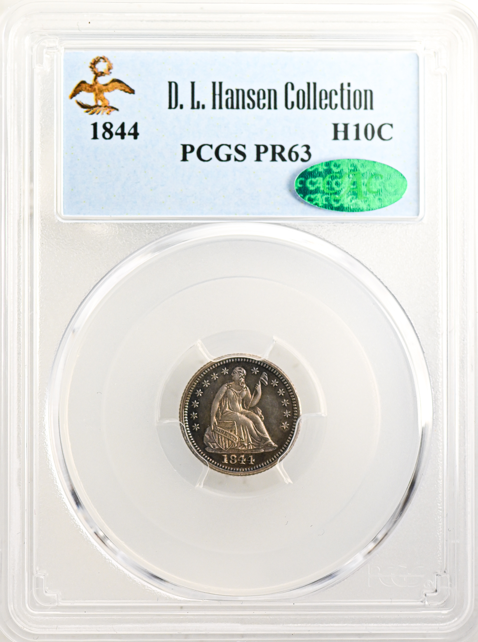 1844 LIBERTY SEATED H10C PCGS PR63