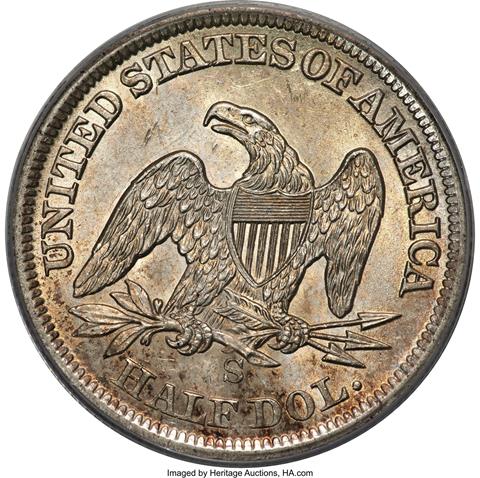 Picture of 1860-S LIBERTY SEATED 50C, NO MOTTO MS64 