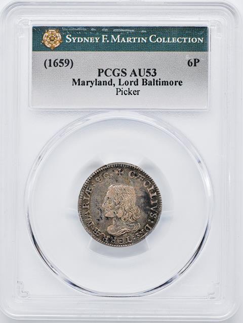 Picture of MARYLAND LORD BALTIMORE 6PENCE AU53 