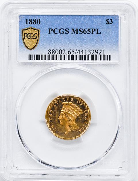 Picture of 1880 INDIAN PRINCESS $3 MS65 Proof Like